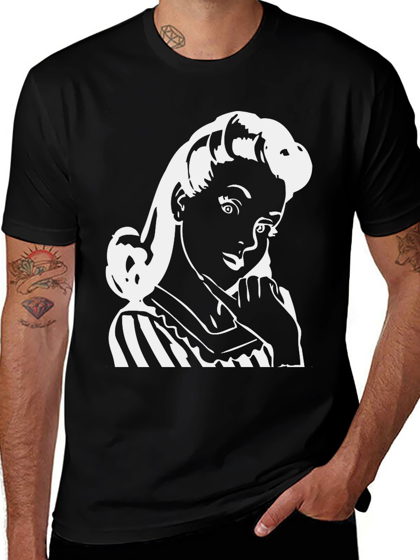 Retro Girl Graphic T-Shirt - Classic Black Tee