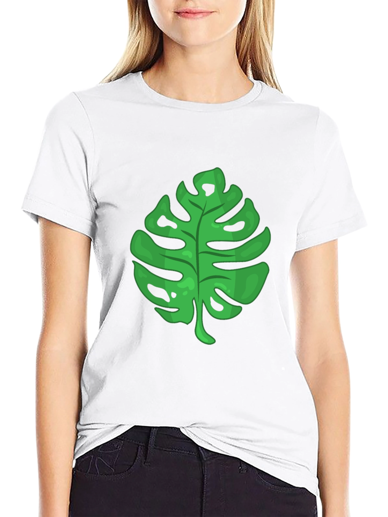 Tropical Leaf Graphic Tee - Black T-Shirt