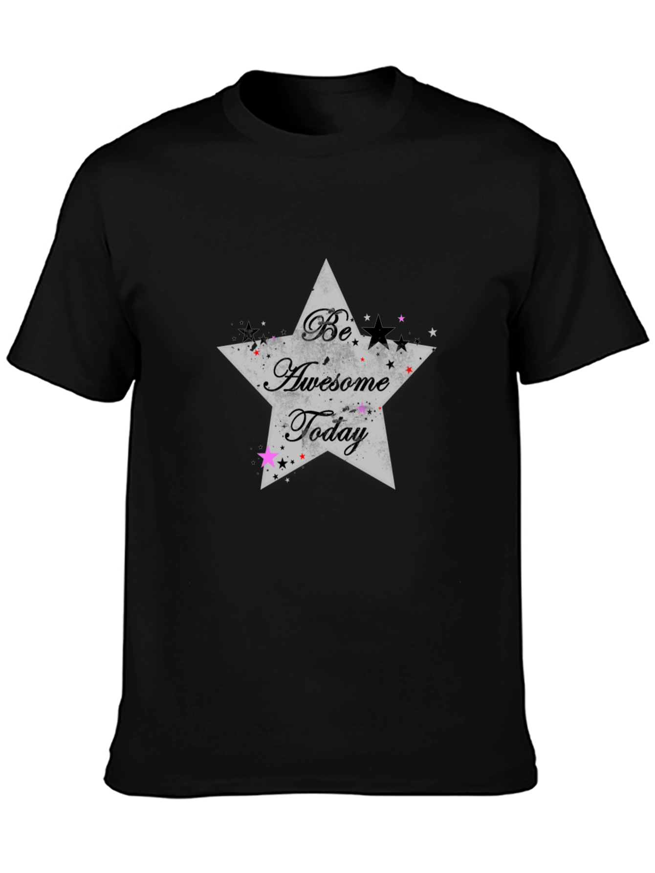 Be Awesome Today Star Graphic Black T-Shirt