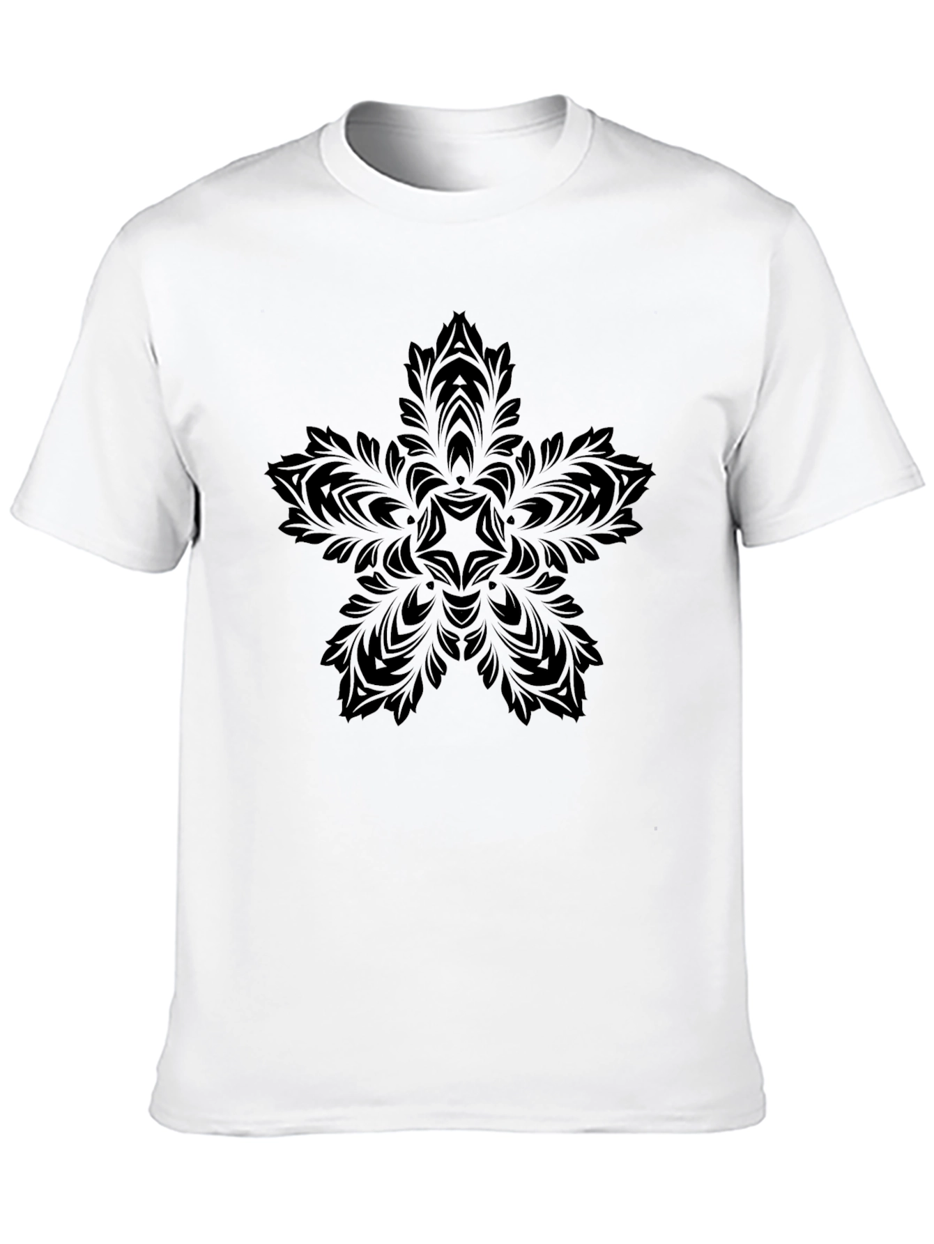 Elegant Black Floral Star Tee