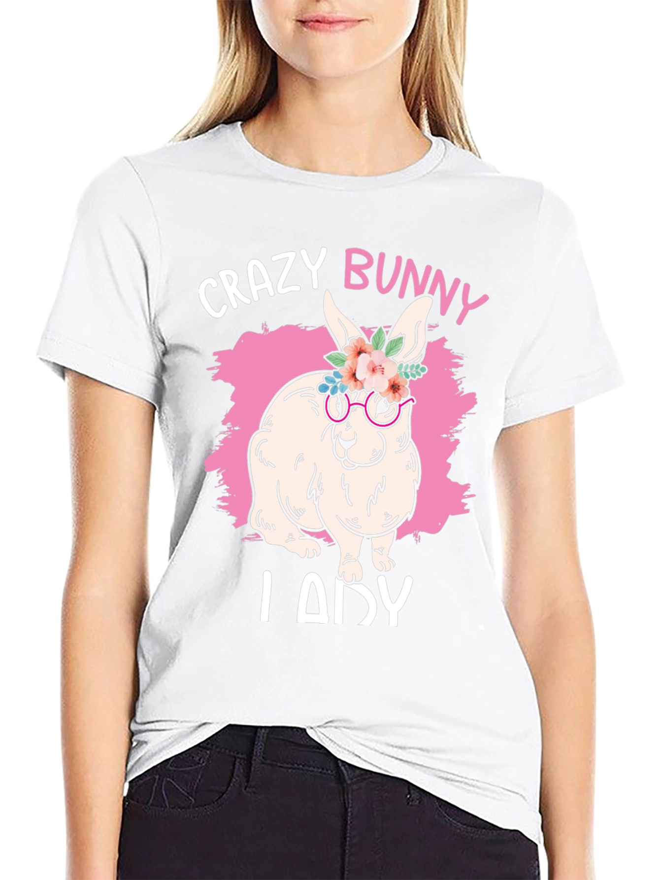 Crazy Bunny Lady T-Shirt - Easter Rabbit Tee