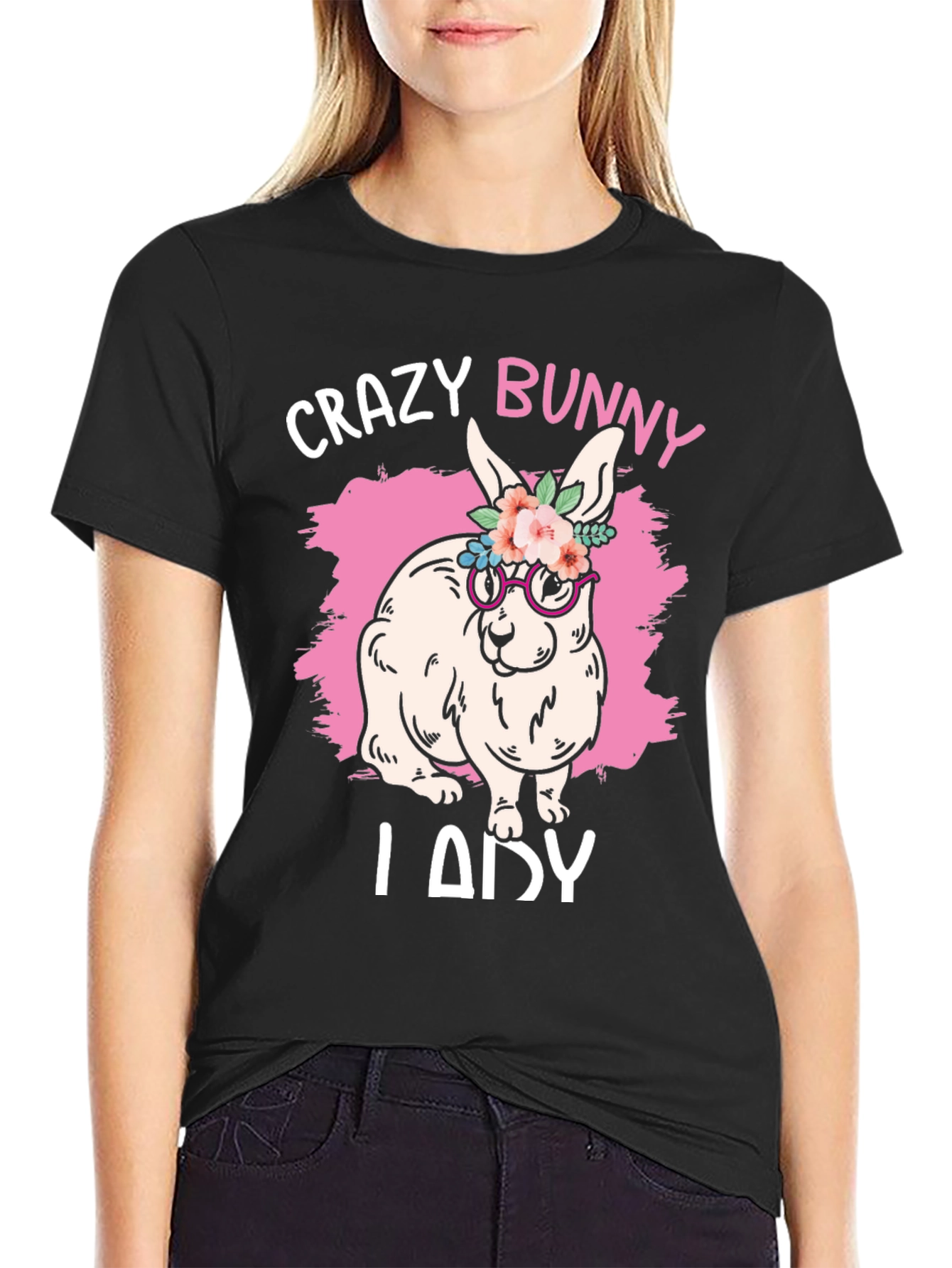 Crazy Bunny Lady T-Shirt - Easter Rabbit Tee