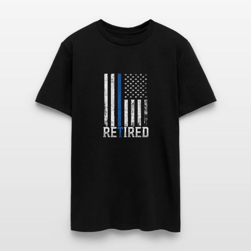 Retired Police Officer Shirt Thin Blue Line Flag
