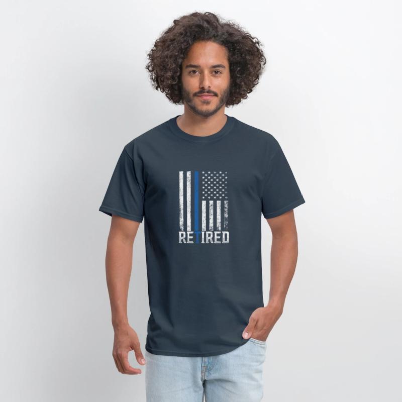Retired Police Officer Shirt Thin Blue Line Flag