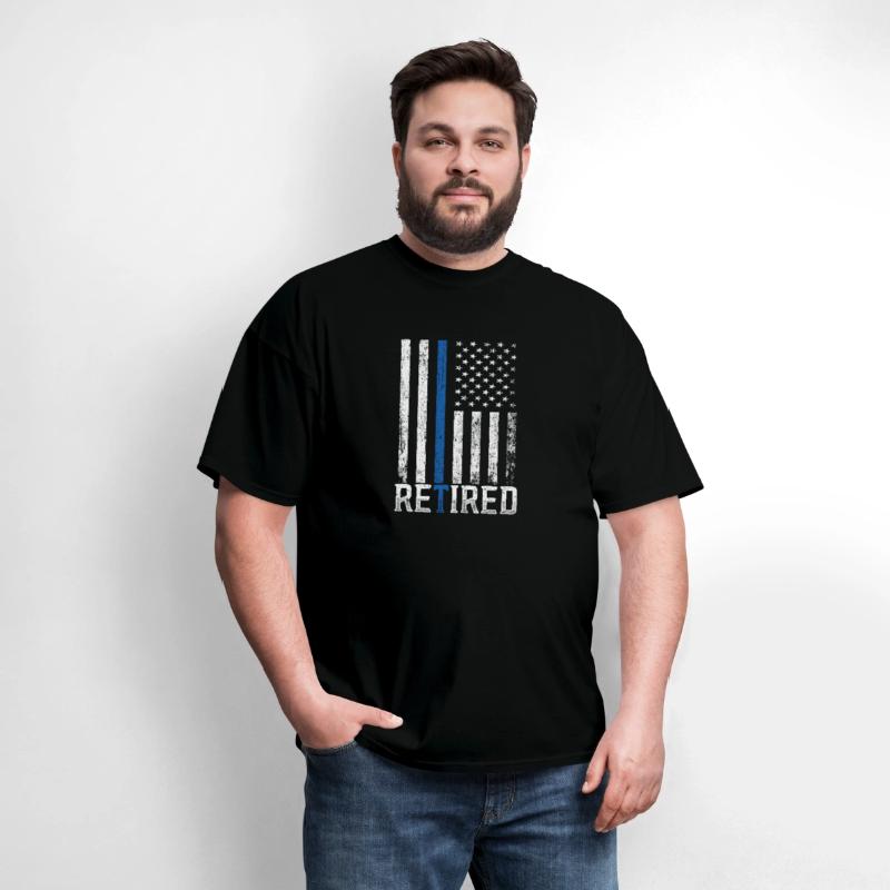 Retired Police Officer Shirt Thin Blue Line Flag