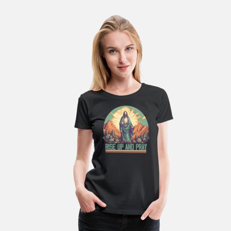 Retro Christian design - rise up and pray