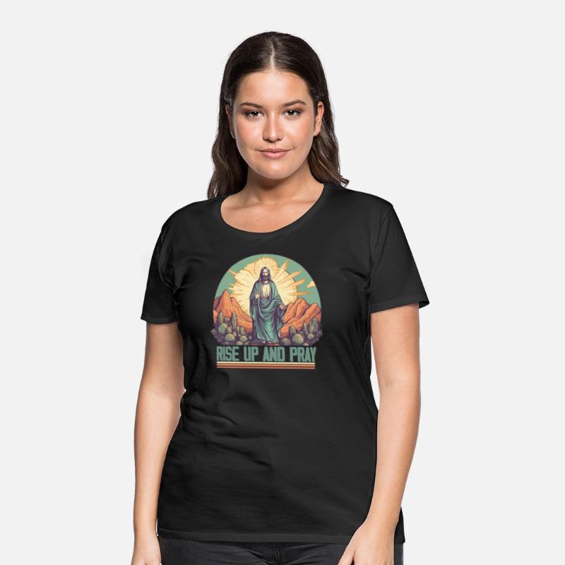 Retro Christian design - rise up and pray