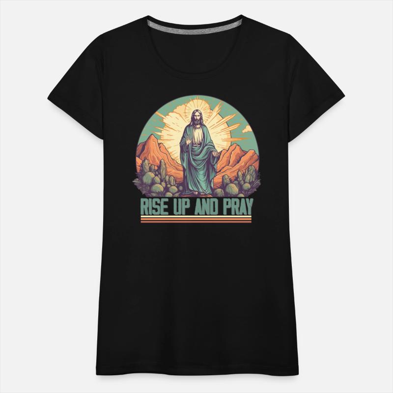 Retro Christian design - rise up and pray