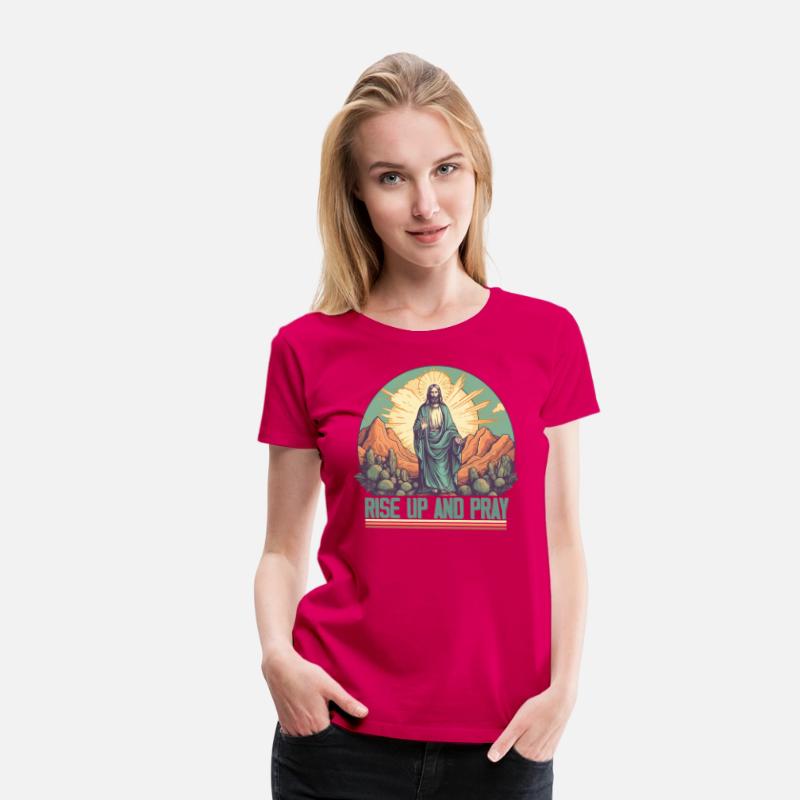 Retro Christian design - rise up and pray