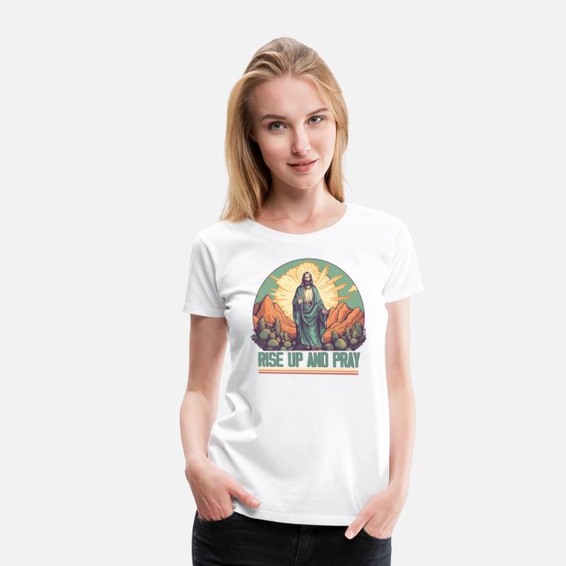 Retro Christian design - rise up and pray