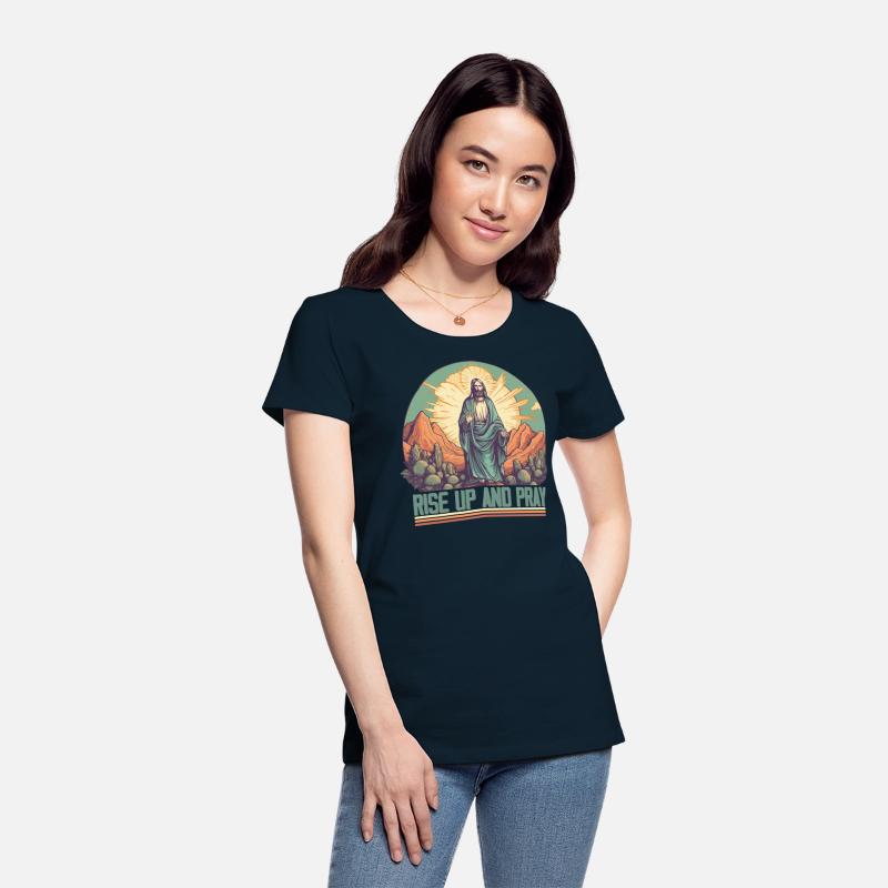 Retro Christian design - rise up and pray