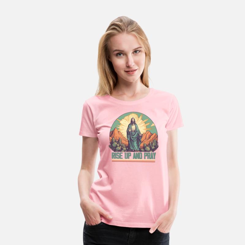 Retro Christian design - rise up and pray
