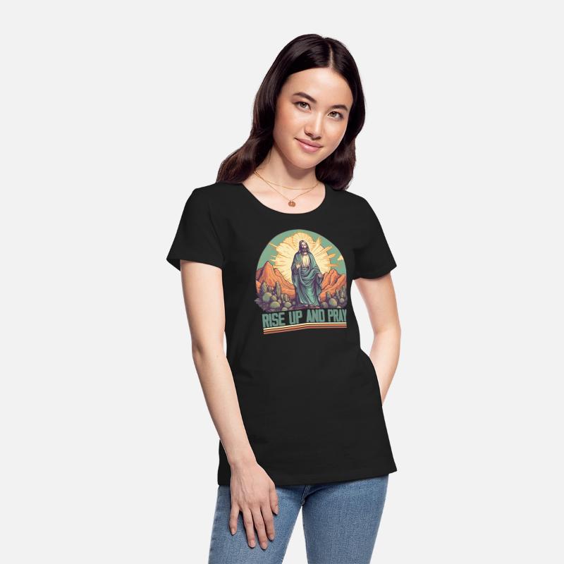 Retro Christian design - rise up and pray
