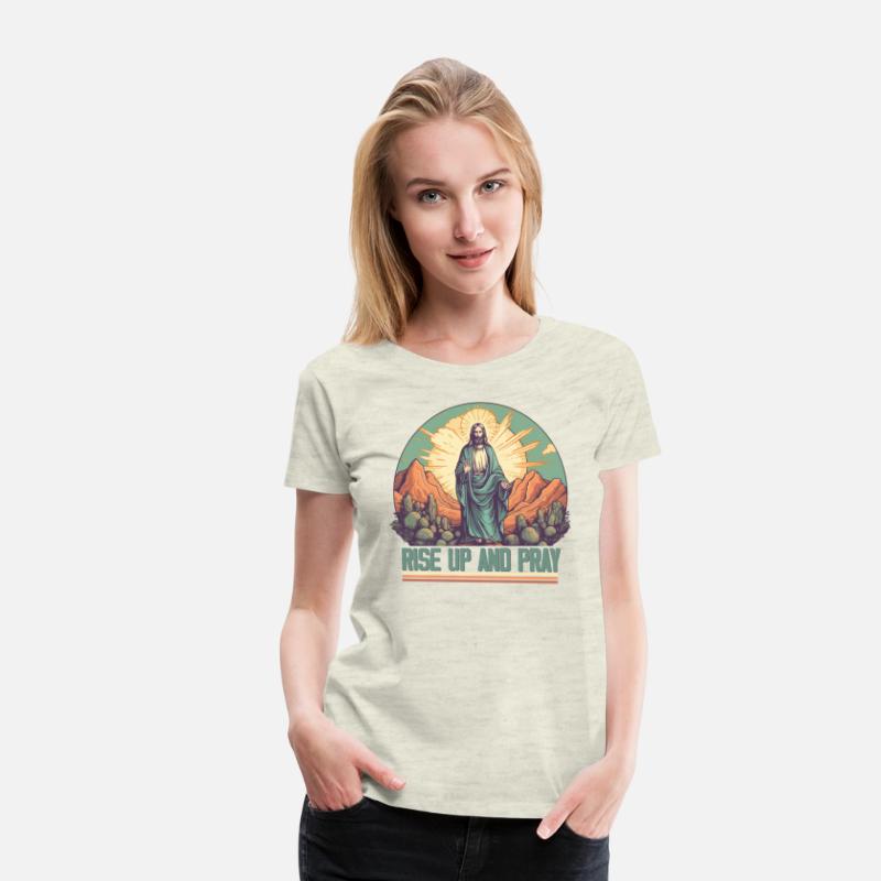 Retro Christian design - rise up and pray
