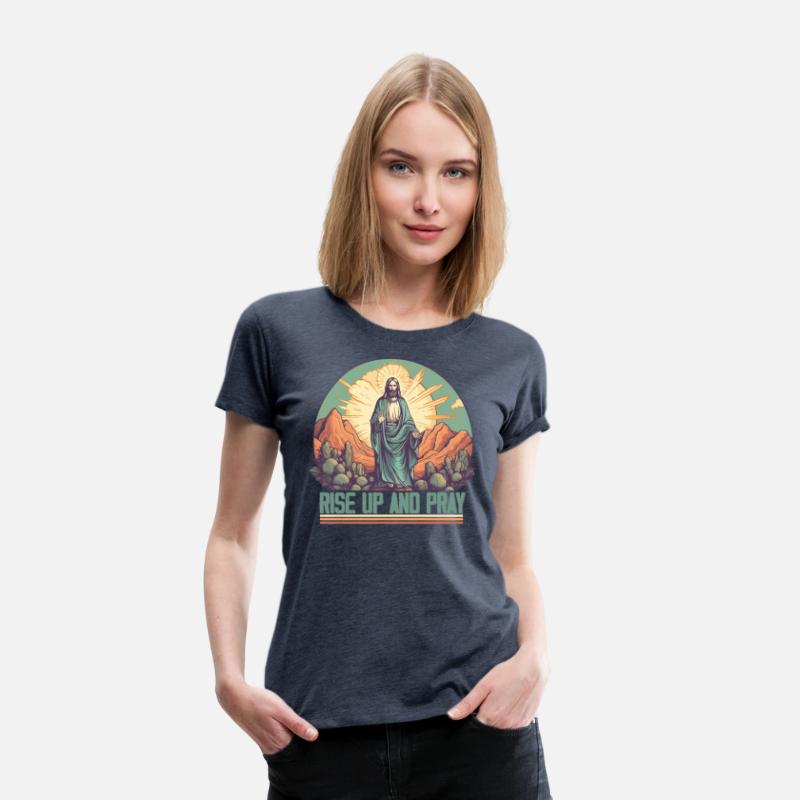 Retro Christian design - rise up and pray