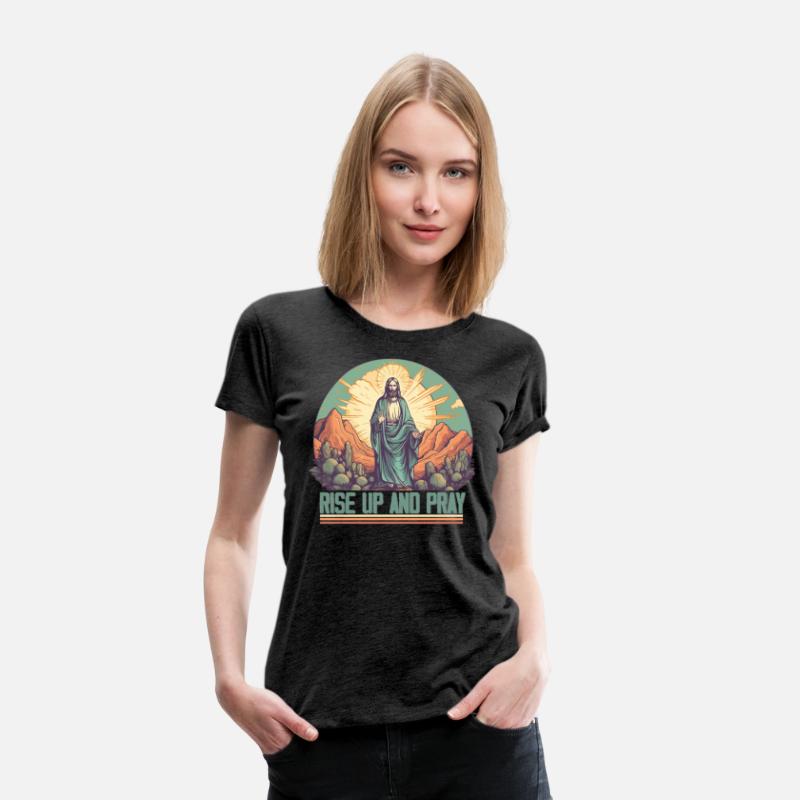 Retro Christian design - rise up and pray