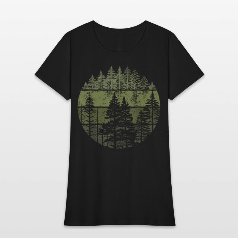 Retro Forest Trees Nature Outdoors Women Men