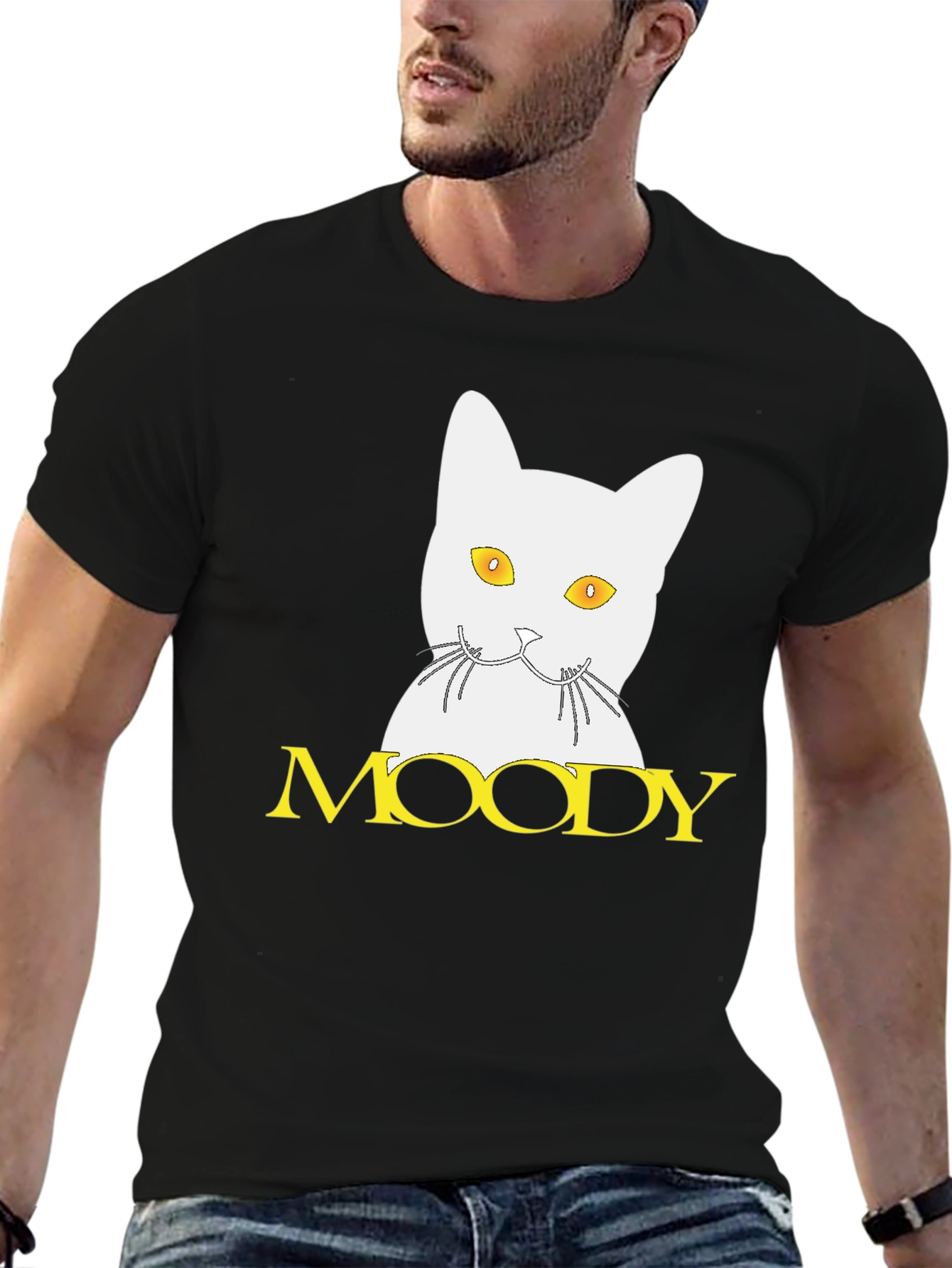 Moody Cat Graphic Tee - Unisex Black T-Shirt