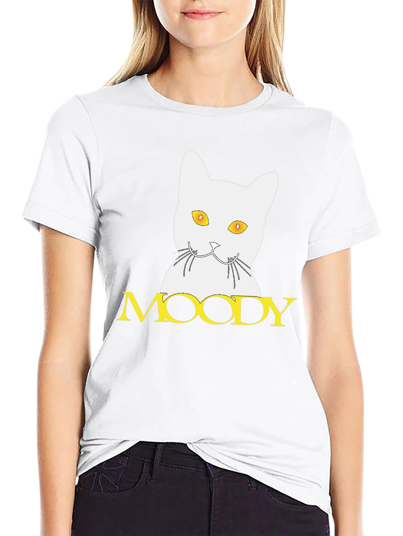 Moody Cat Graphic Tee - Unisex Black T-Shirt