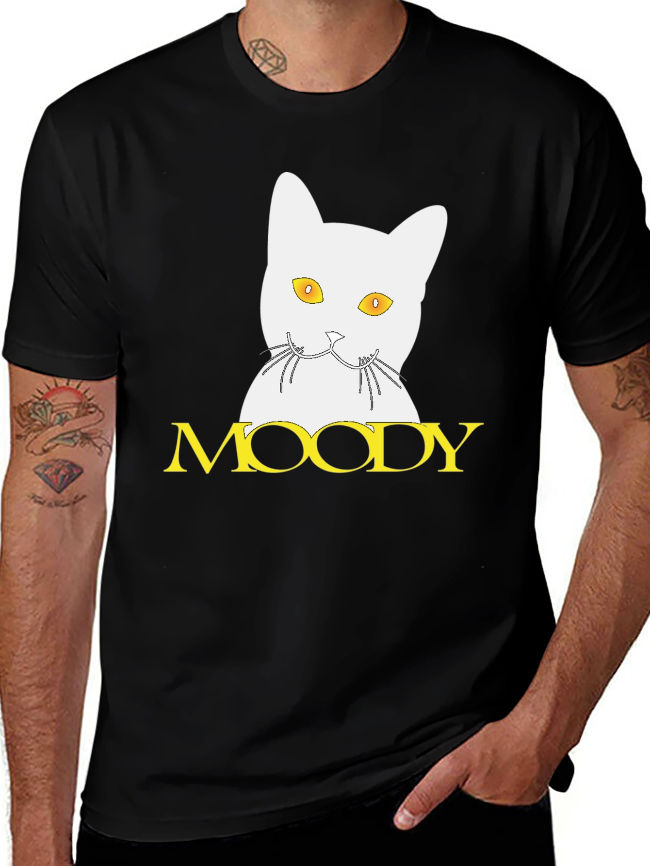 Moody Cat Graphic Tee - Unisex Black T-Shirt