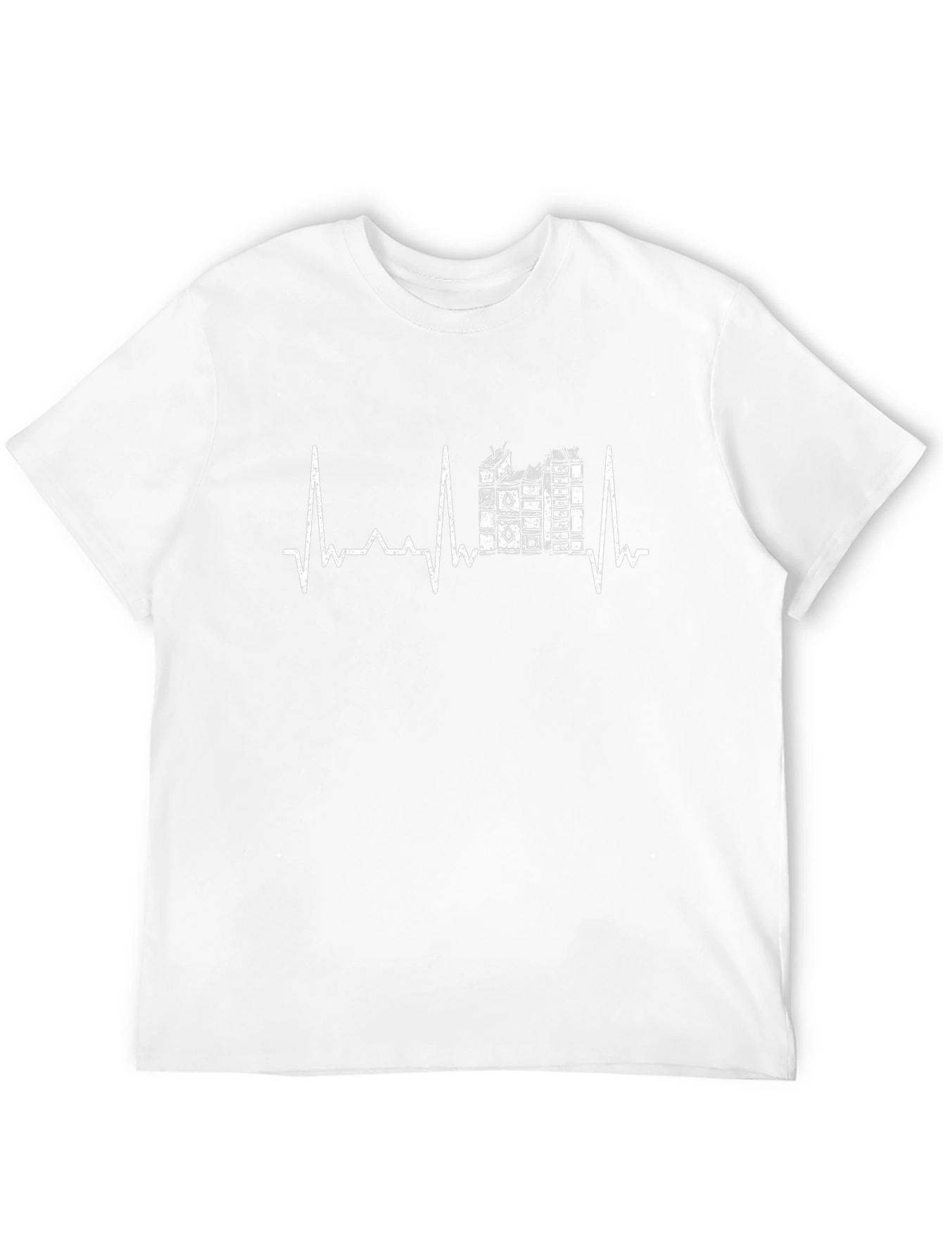 Book Lover Heartbeat Graphic Tee - Black Cotton T-Shirt