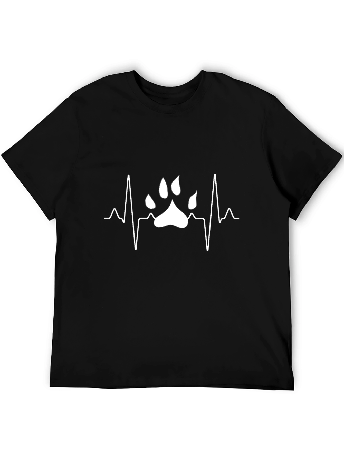Paw Print Heartbeat T-Shirt - Black