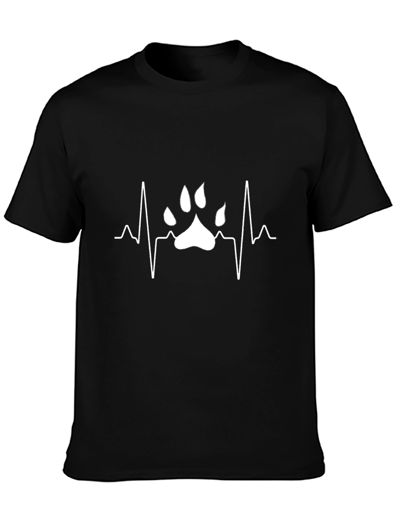 Paw Print Heartbeat T-Shirt - Black