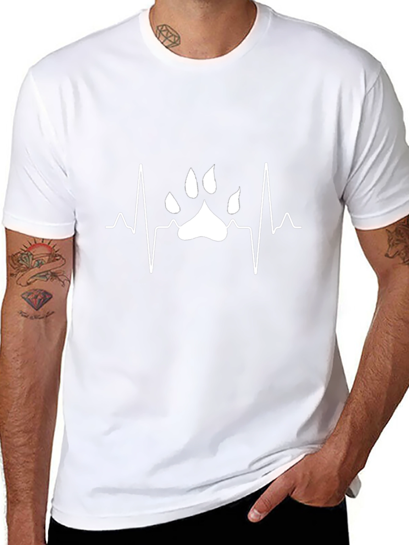 Paw Print Heartbeat T-Shirt - Black