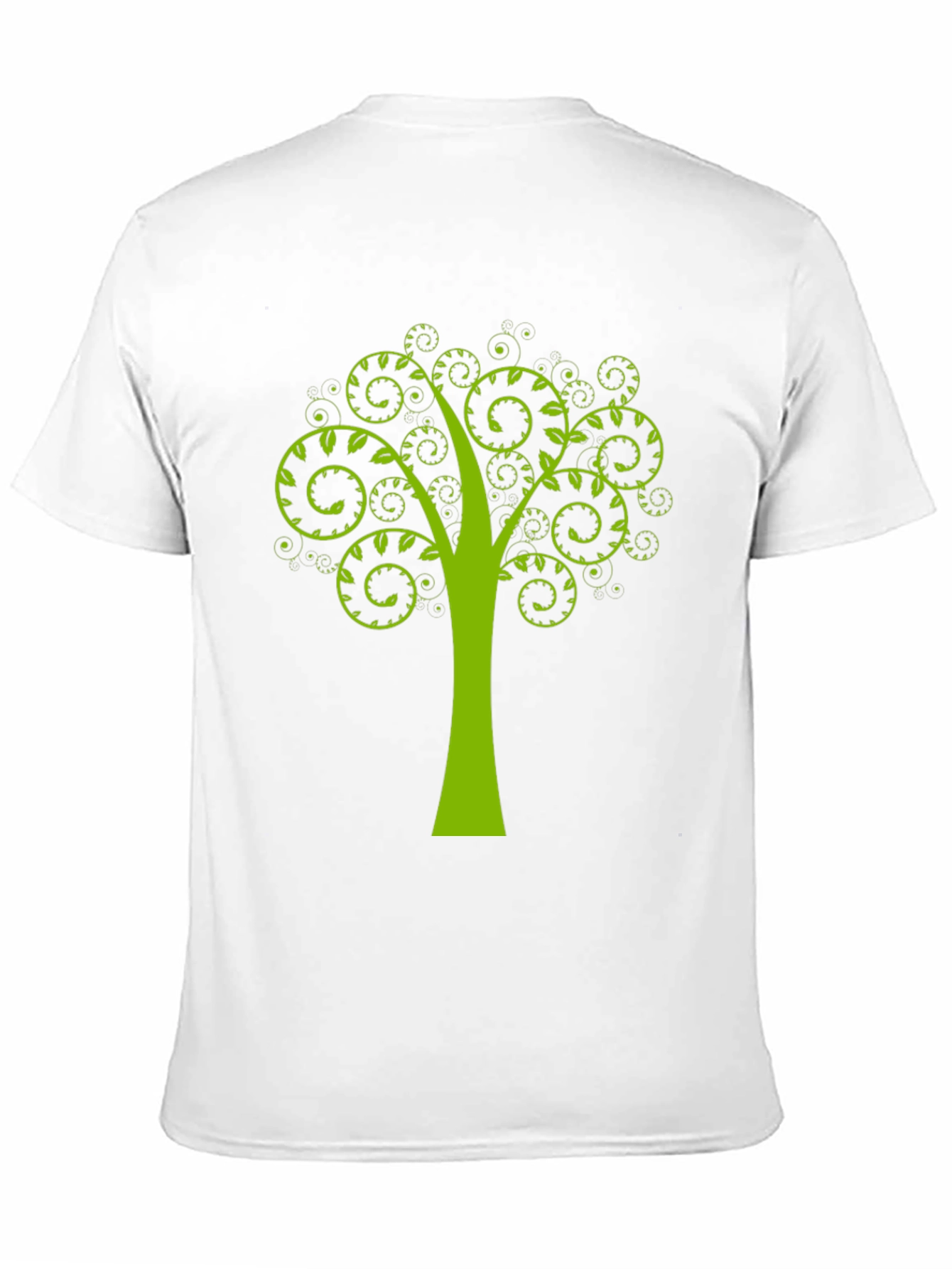 Green Tree Swirl Graphic Black T-Shirt