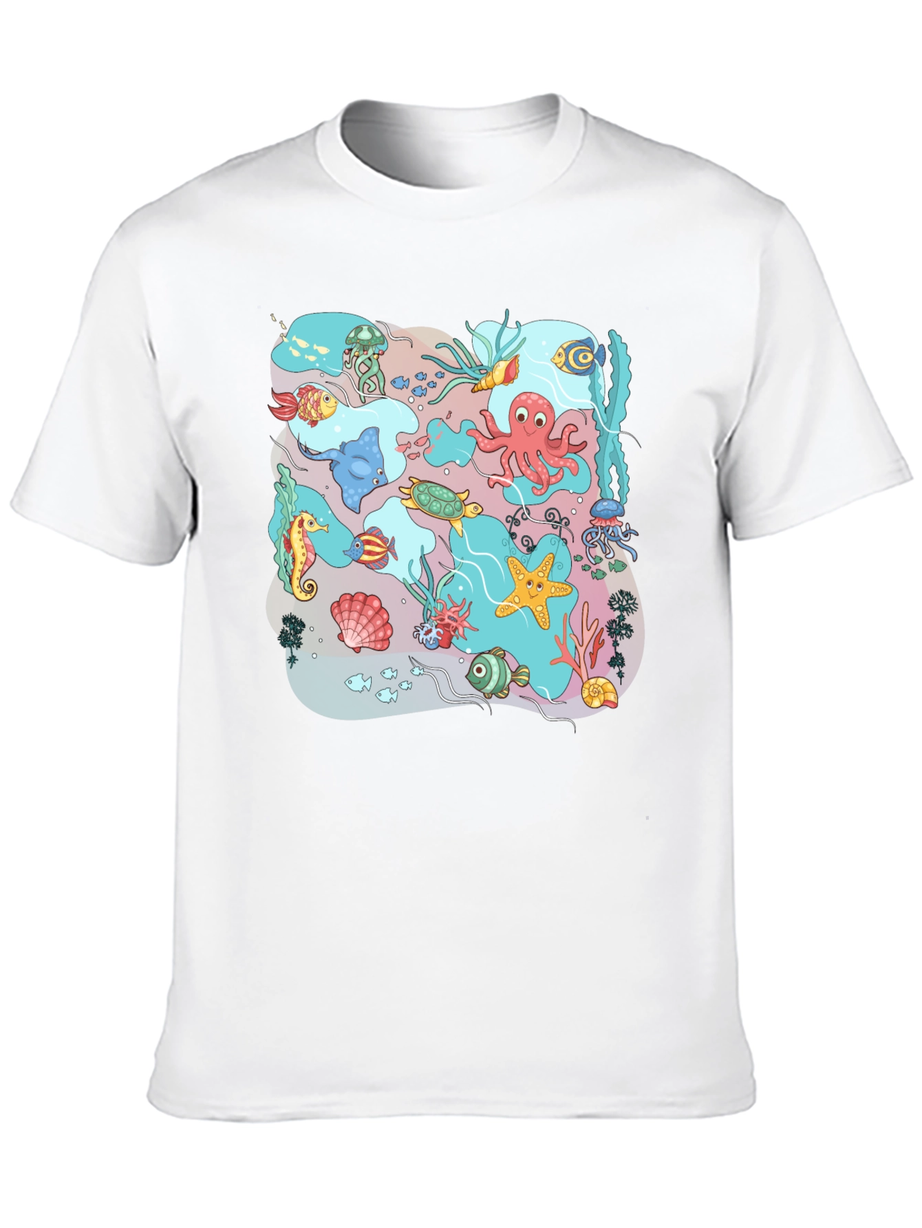 Ocean Life Graphic T-Shirt - Black Cotton Tee