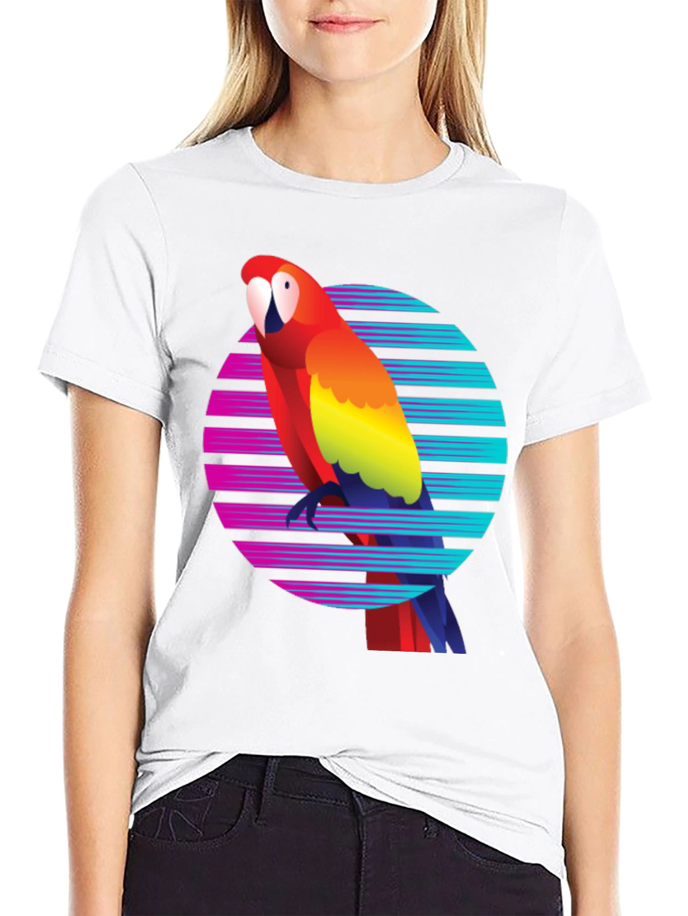 Retro Parrot Graphic Tee - Mens Black T-Shirt