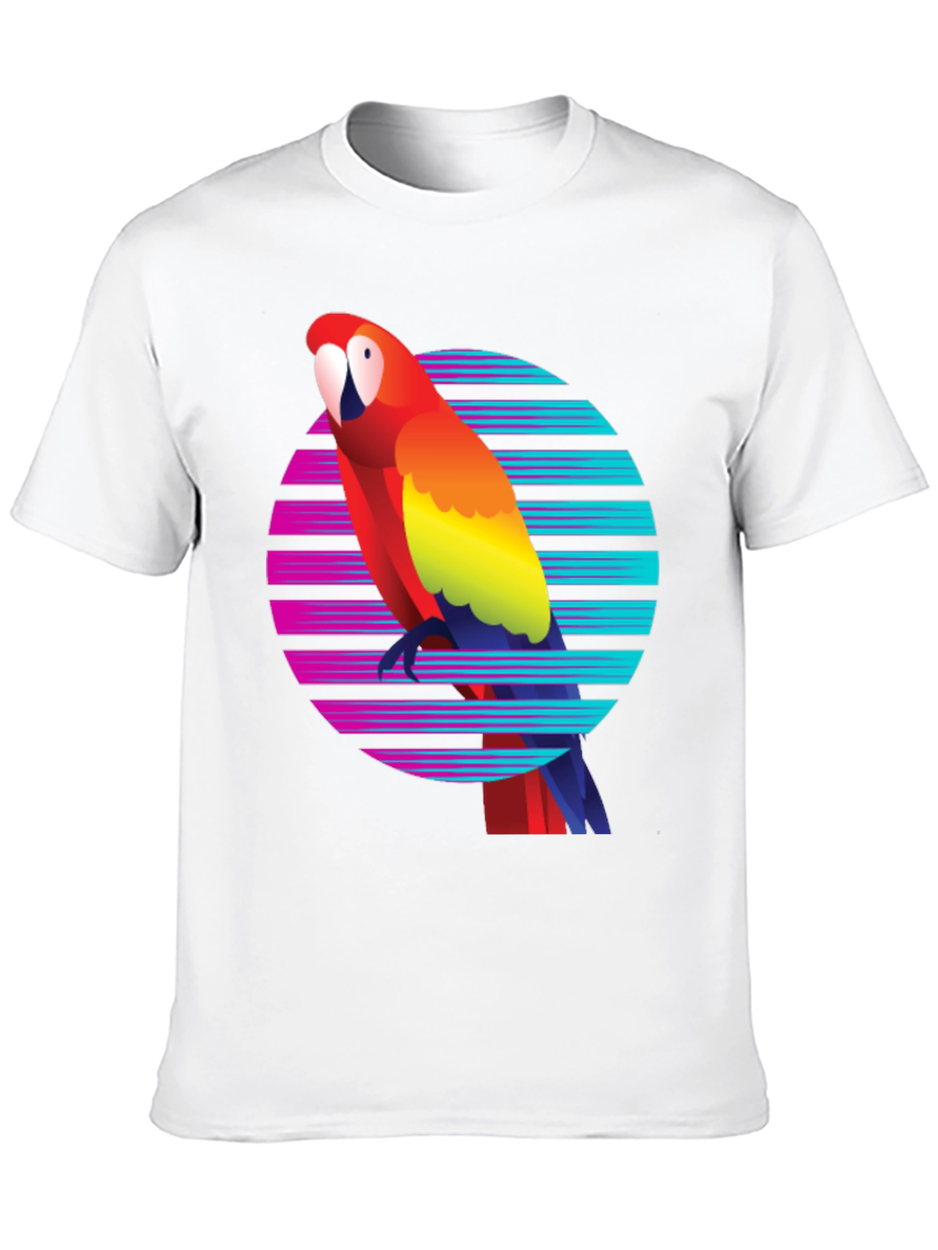 Retro Parrot Graphic Tee - Mens Black T-Shirt