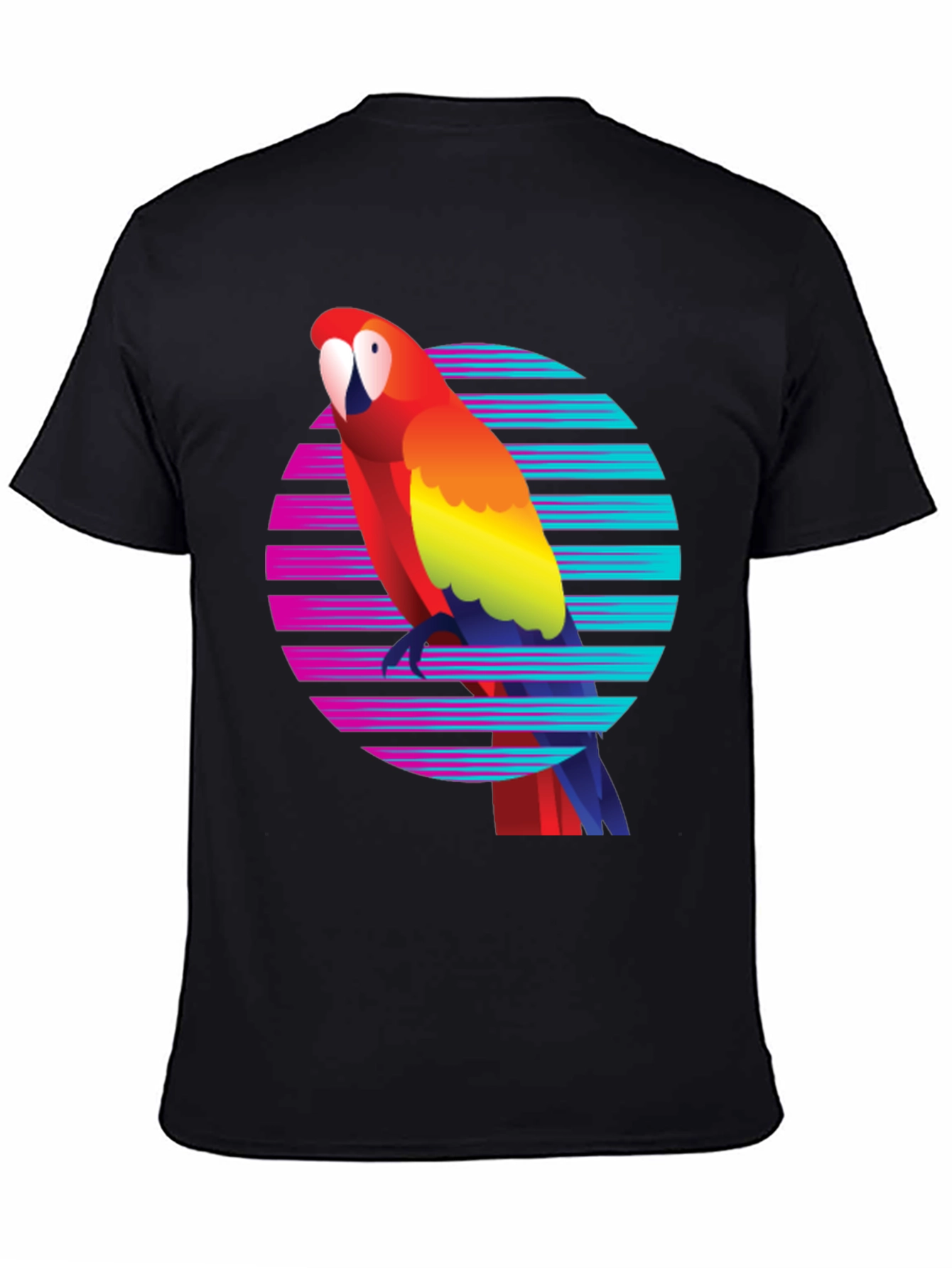 Retro Parrot Graphic Tee - Mens Black T-Shirt