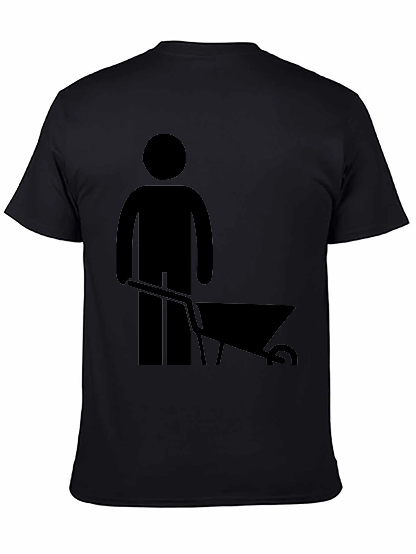 Wheelbarrow Man Graphic Tee - Black Cotton T-Shirt