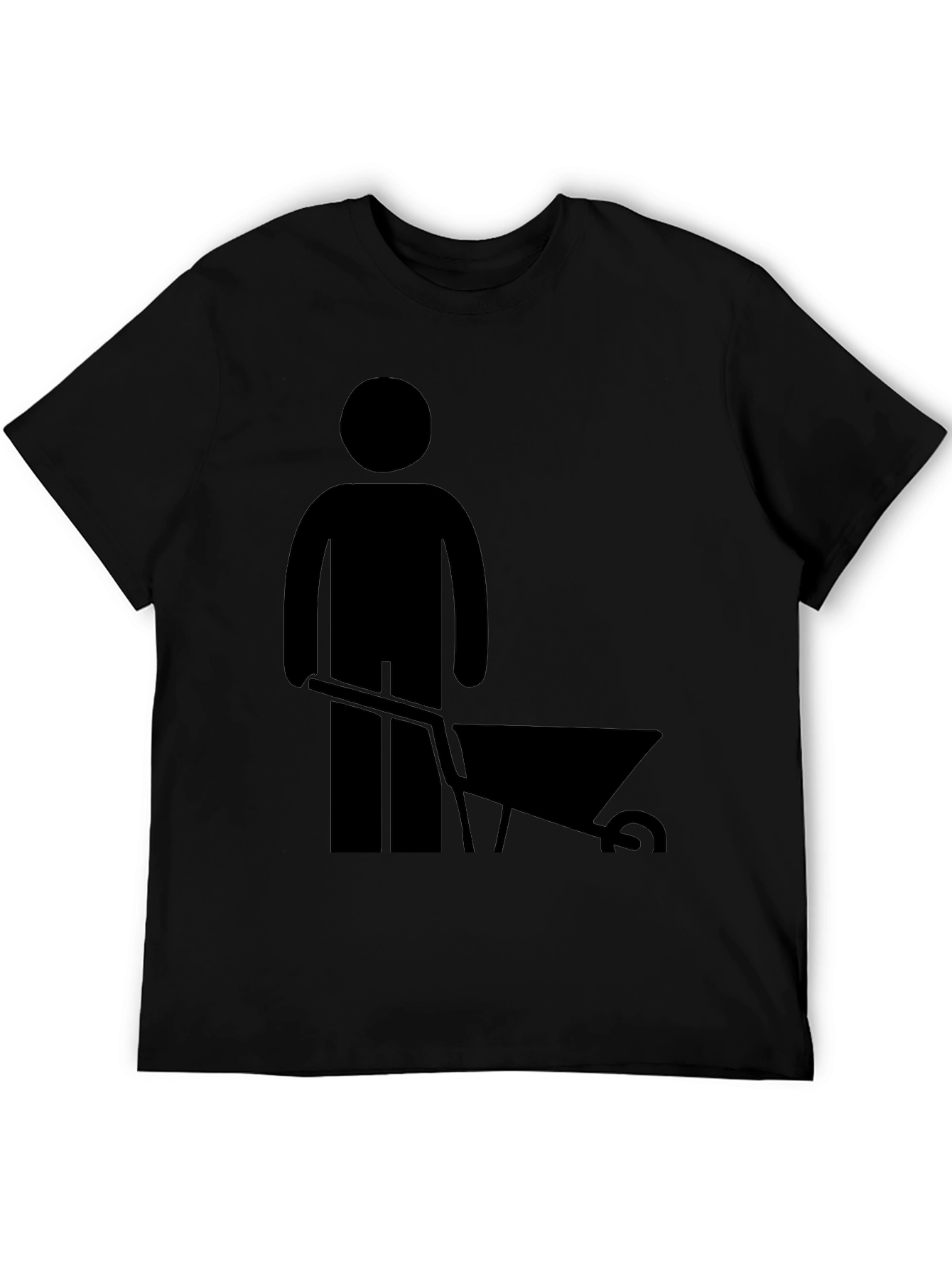 Wheelbarrow Man Graphic Tee - Black Cotton T-Shirt