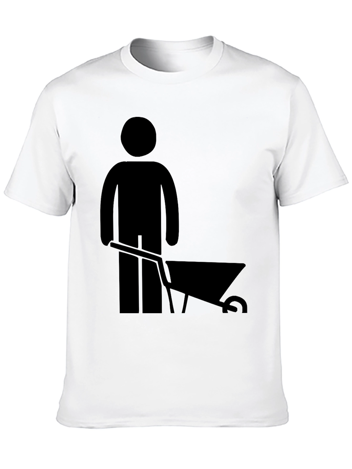 Wheelbarrow Man Graphic Tee - Black Cotton T-Shirt