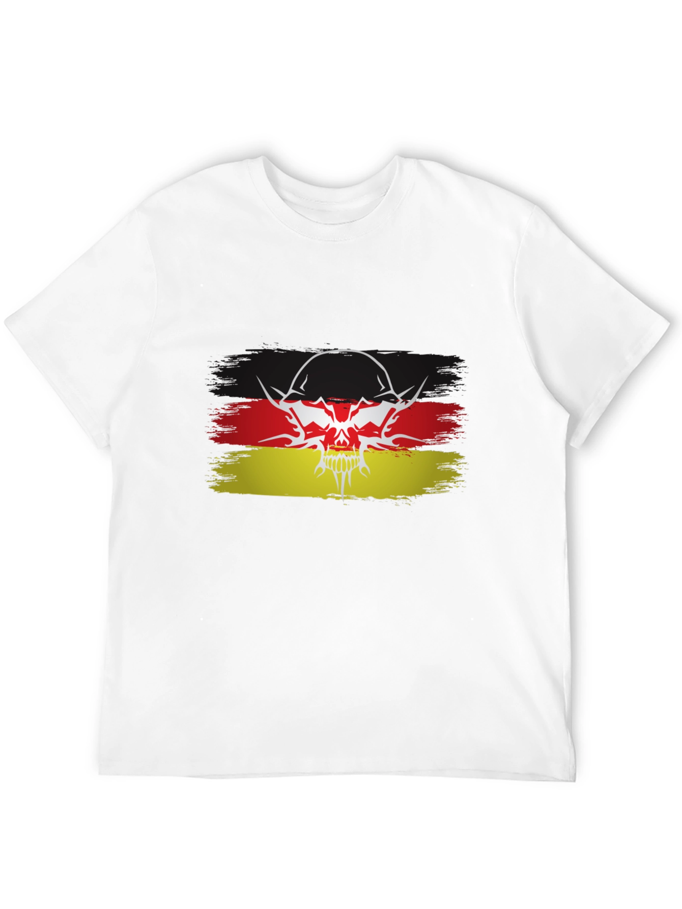 German Flag Skull Graphic Black T-Shirt