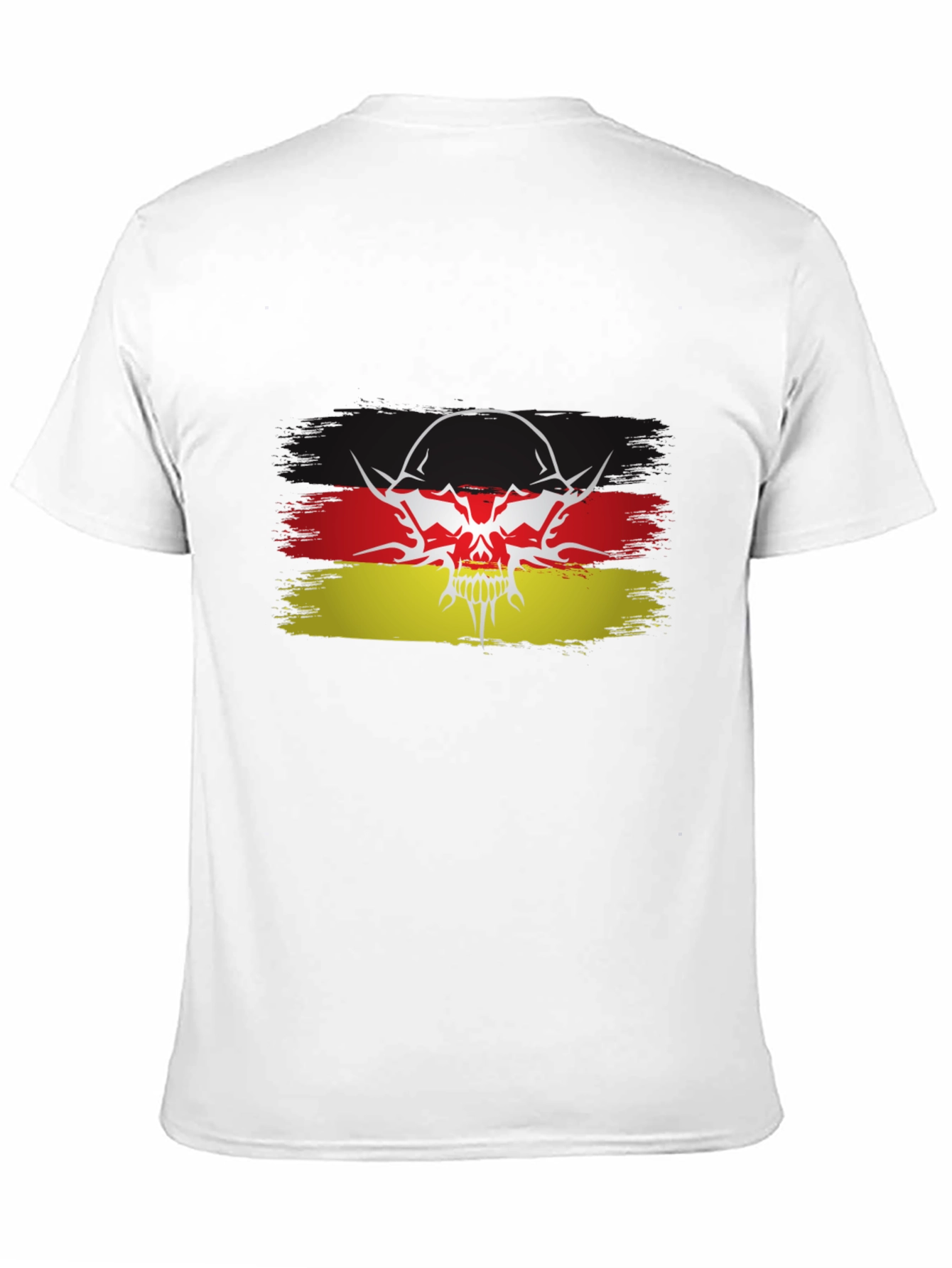 German Flag Skull Graphic Black T-Shirt