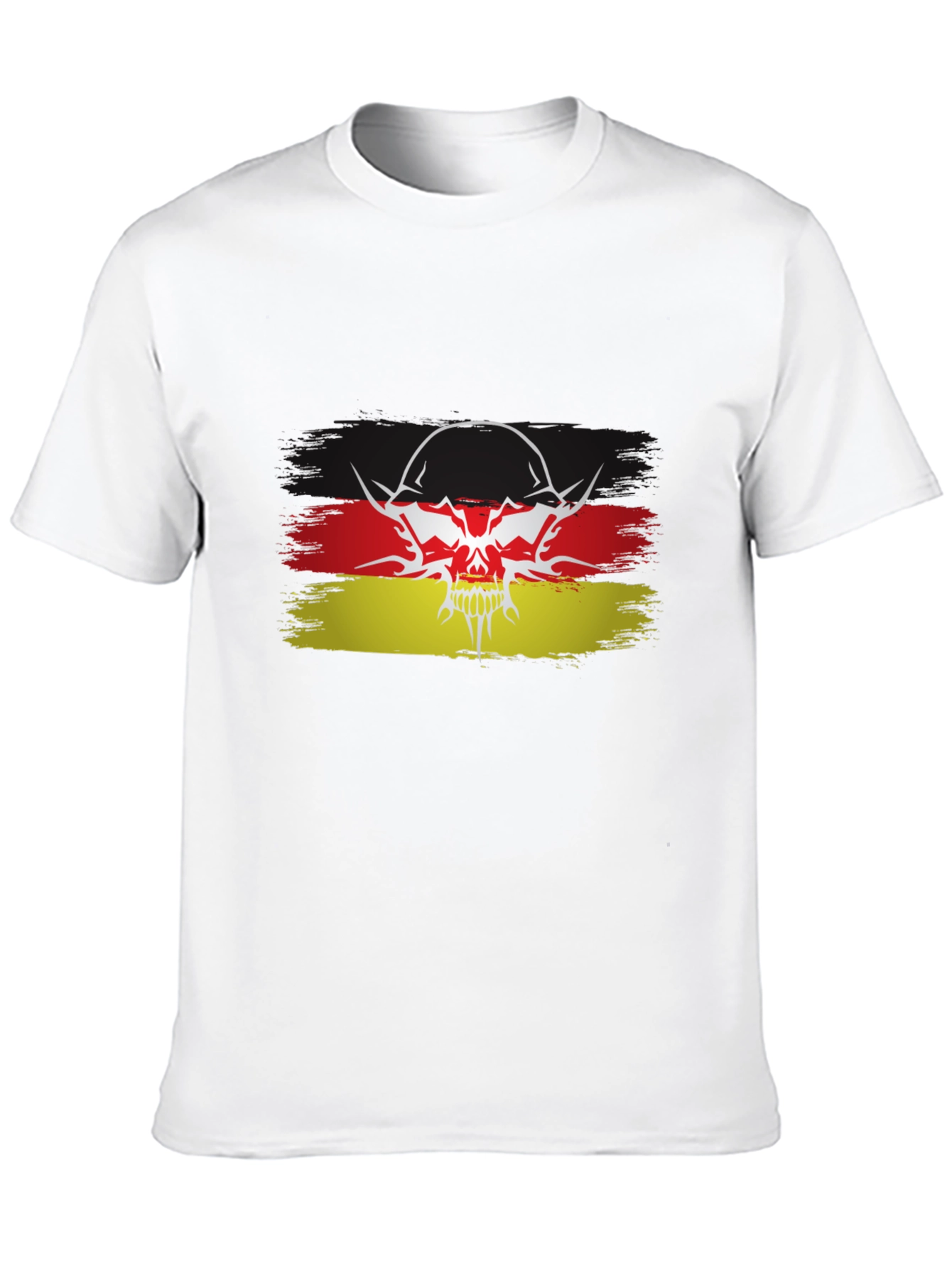 German Flag Skull Graphic Black T-Shirt