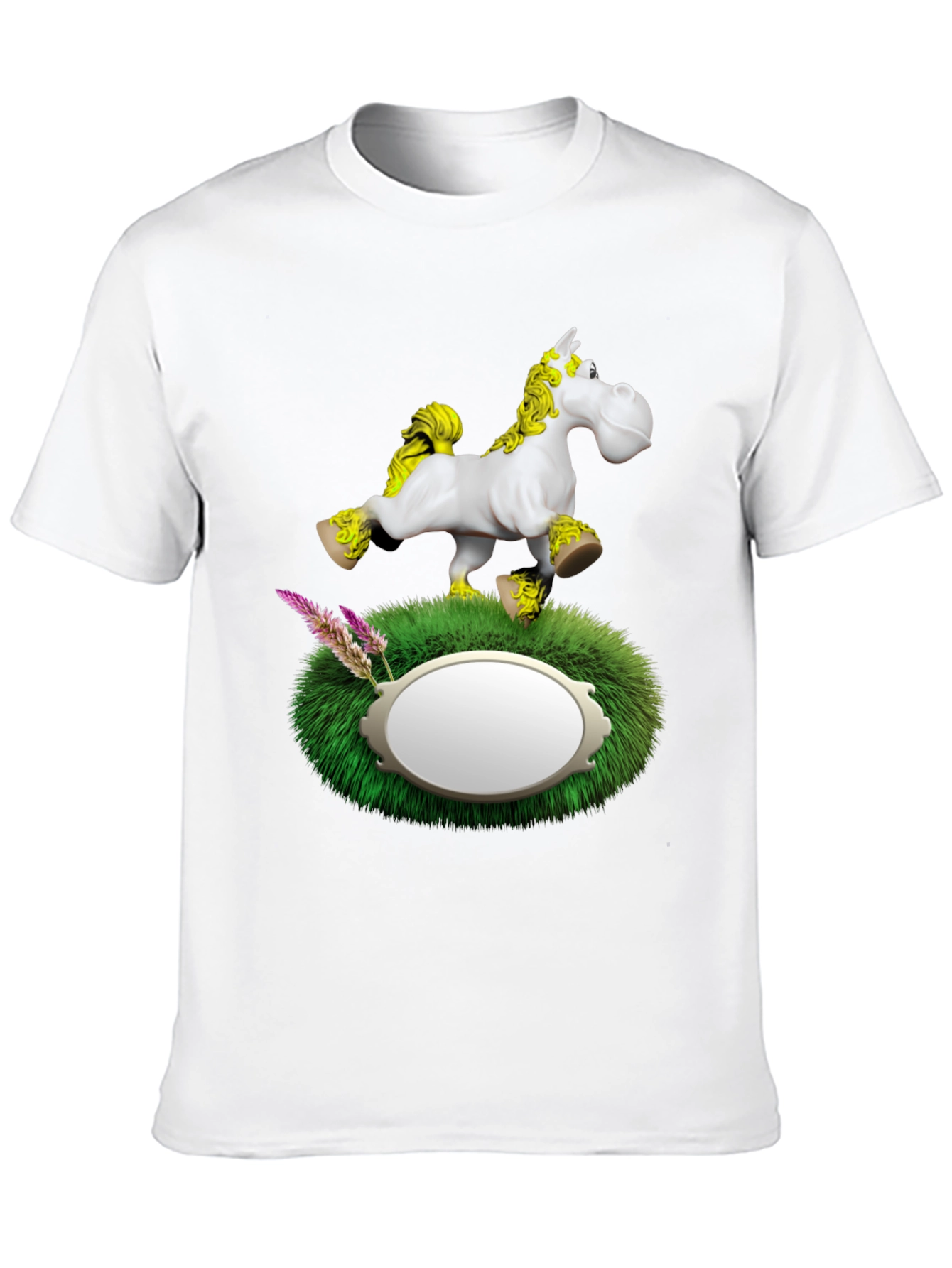 Whimsical Horse Graphic T-Shirt - Black