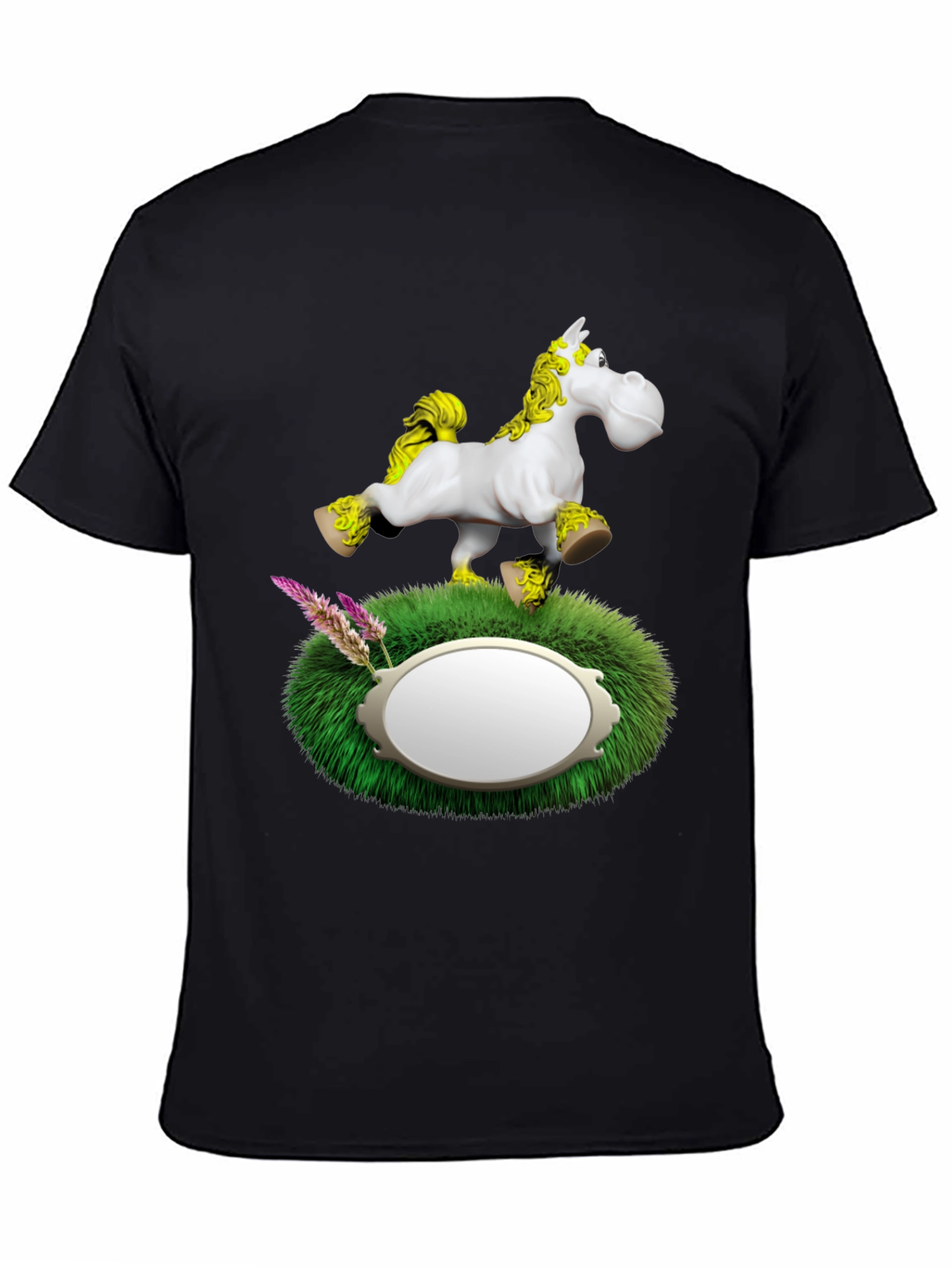 Whimsical Horse Graphic T-Shirt - Black