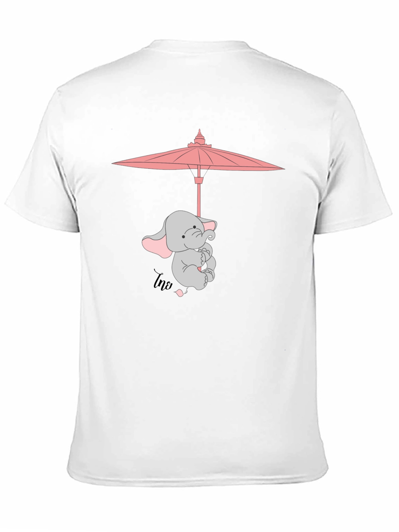 Cute Elephant Umbrella T-Shirt - Black