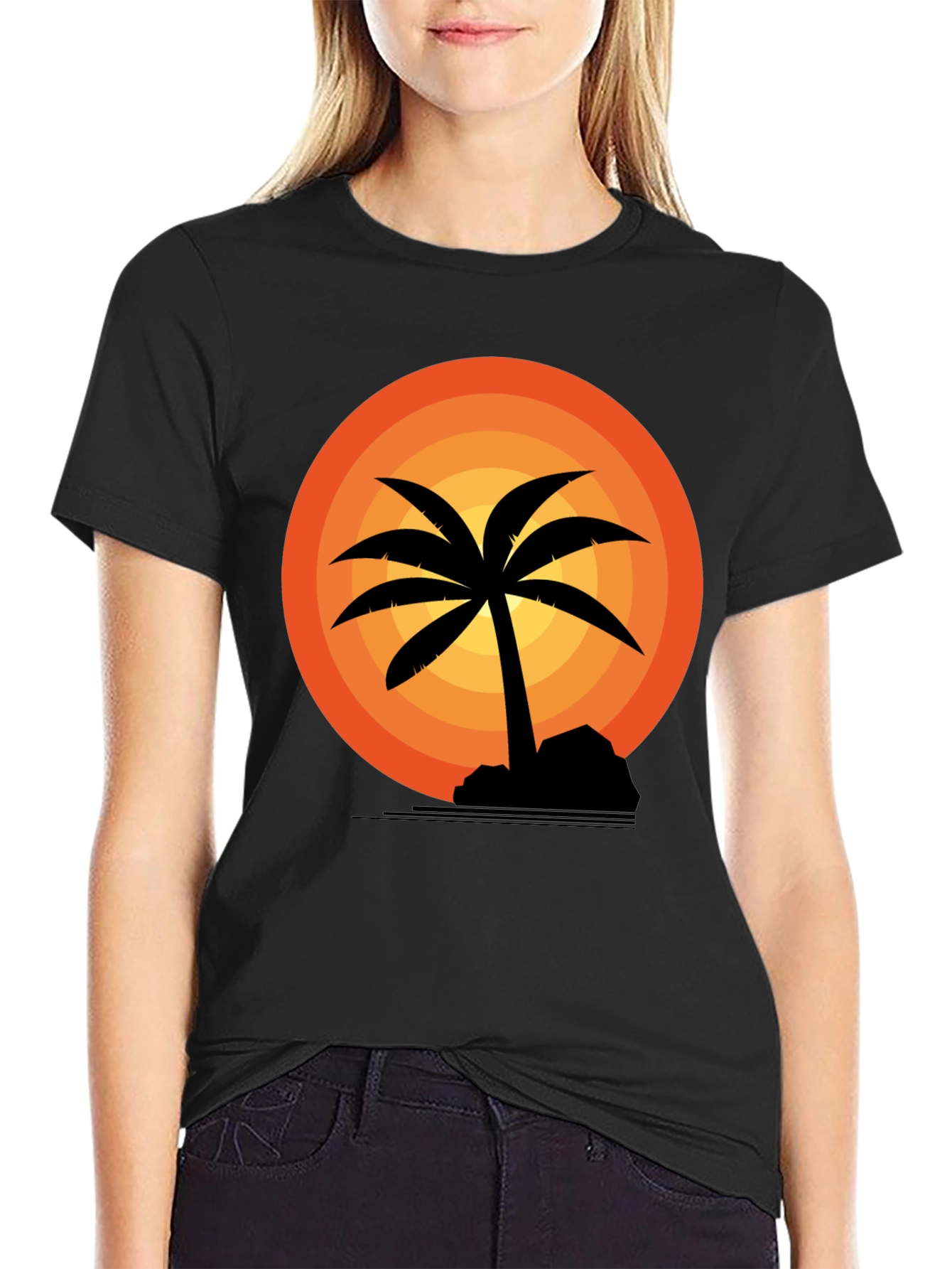 Sunset Palm Tree Graphic T-Shirt