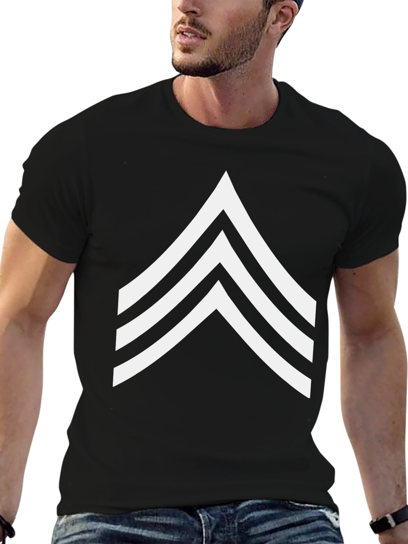 Sergeant Stripes Graphic Tee - Military Style Shirt