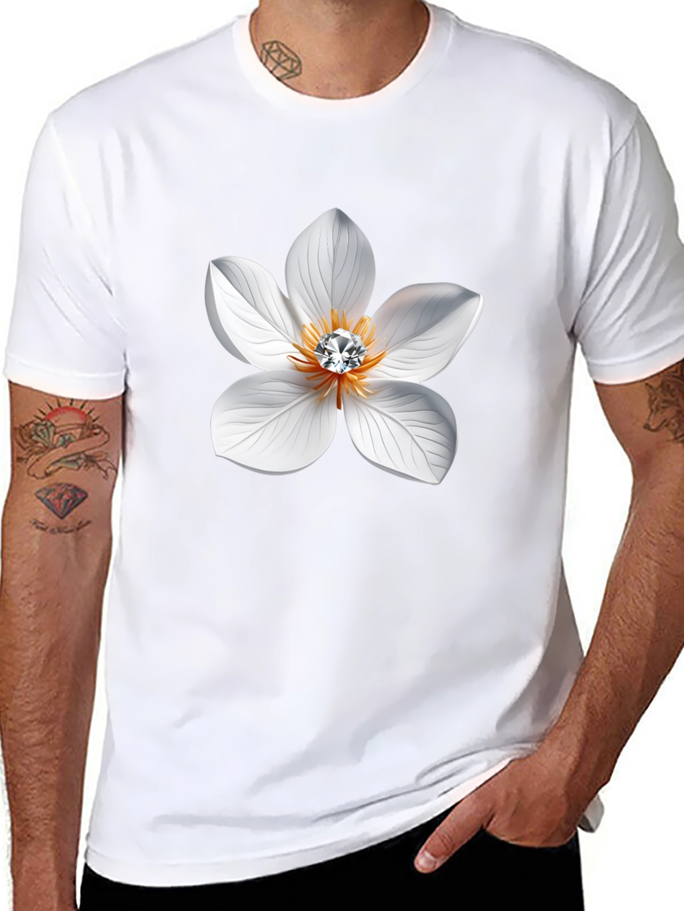 Floral Gemstone T-Shirt - Elegant Style