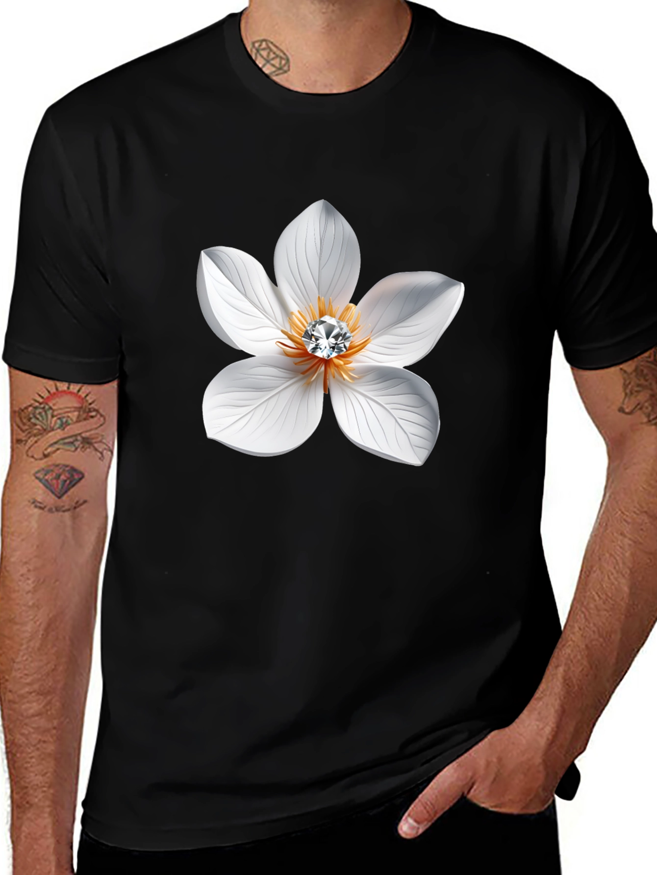 Floral Gemstone T-Shirt - Elegant Style