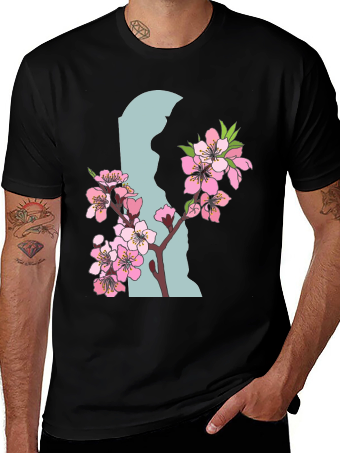 Floral State Graphic Tee - Trendy Black Shirt