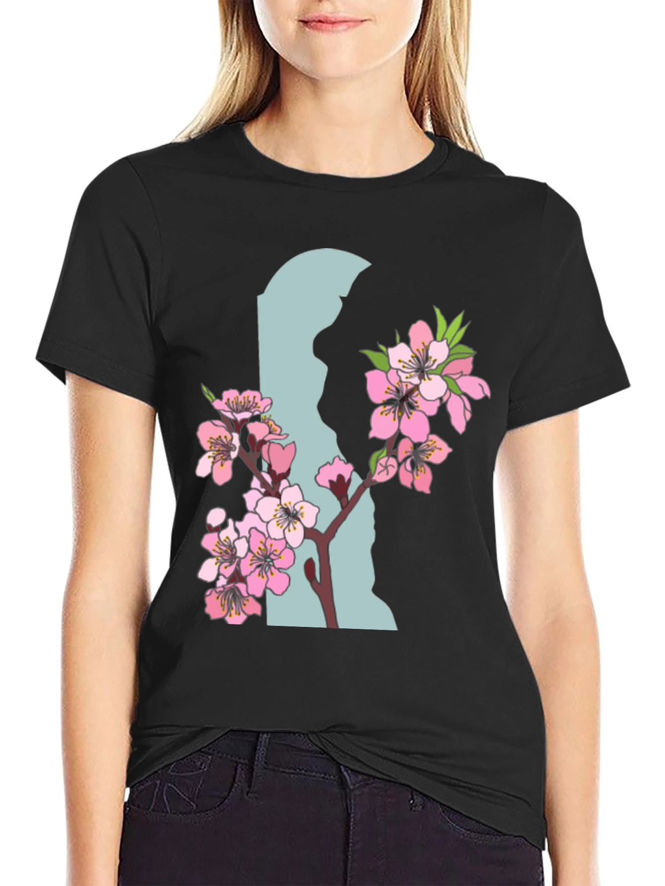 Floral State Graphic Tee - Trendy Black Shirt