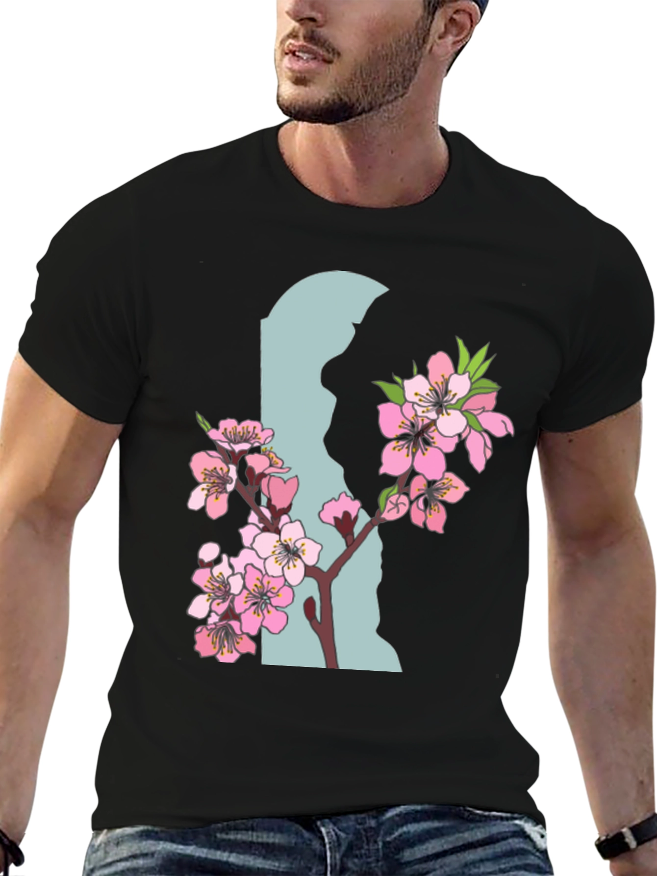 Floral State Graphic Tee - Trendy Black Shirt