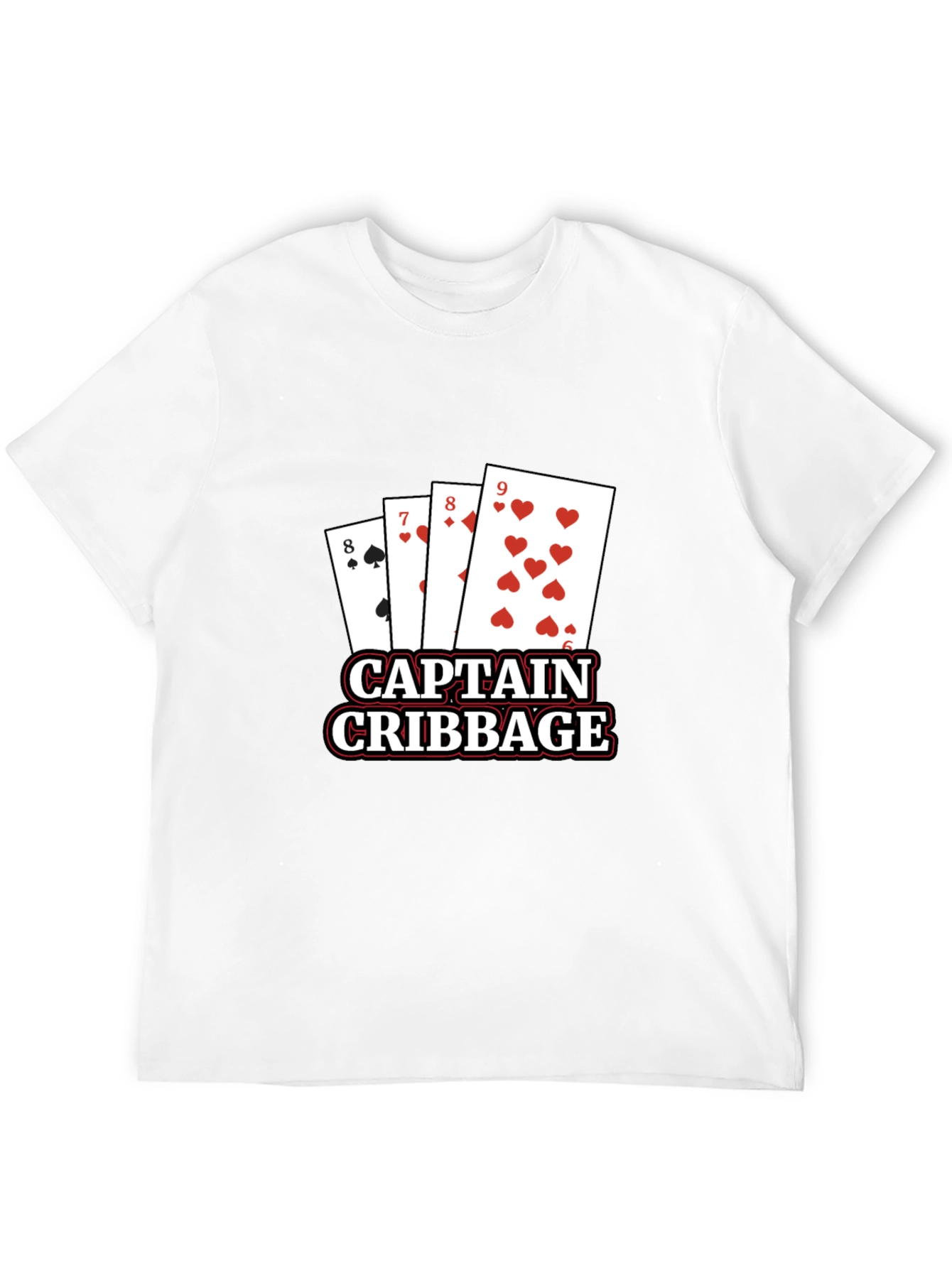 Captain Cribbage T-Shirt - Black Poker Card Tee